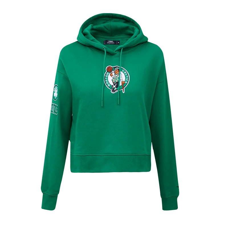 NBA BOSTON CELTICS CLASSIC WOMEN'S CROPPED PO HOODIE (KELLY GREEN)