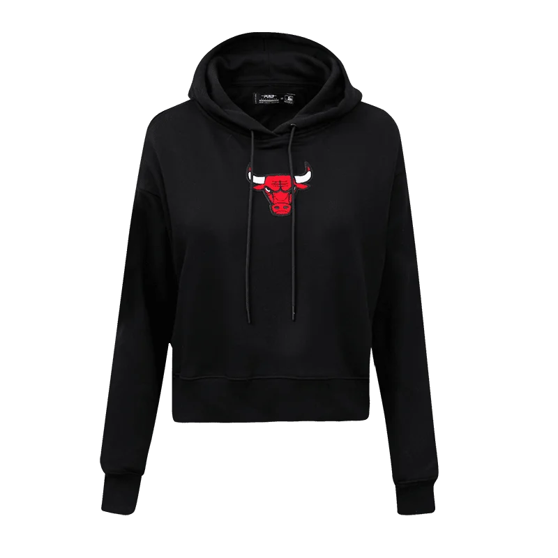 NBA CHICAGO BULLS CLASSIC WOMEN'S CROPPED PO HOODIE (BLACK)