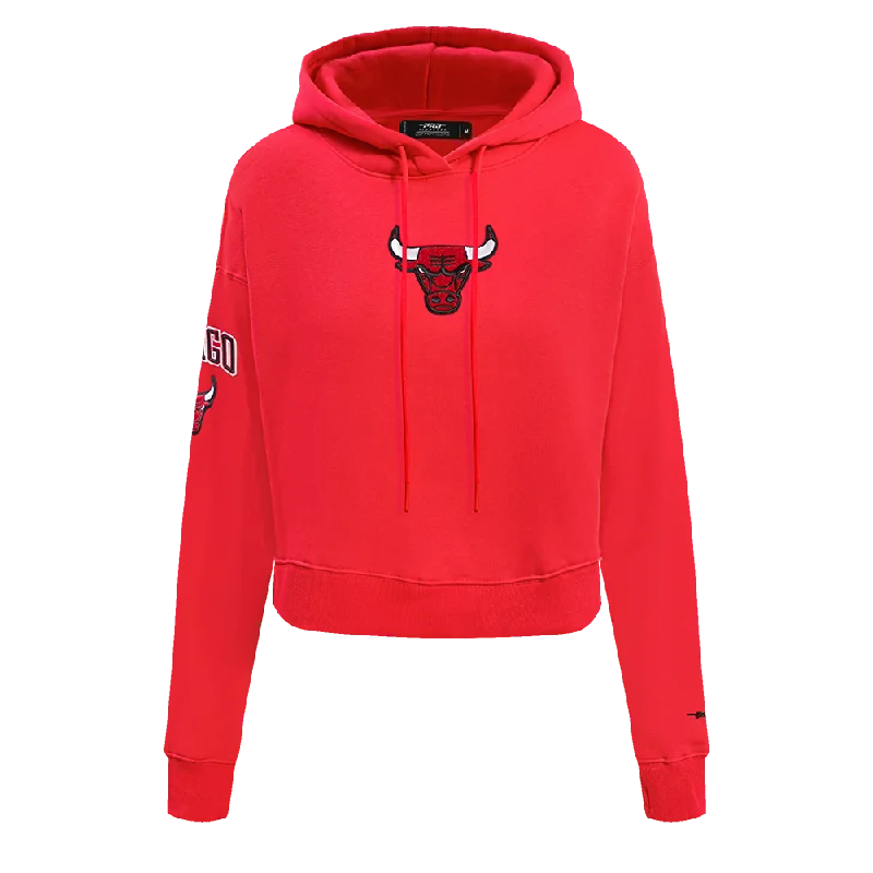 NBA CHICAGO BULLS CLASSIC WOMEN'S CROPPED PO HOODIE (RED)