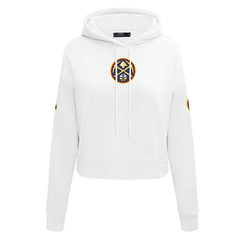 NBA DENVER NUGGETS CLASSIC WOMEN'S CROPPED PO HOODIE (WHITE)