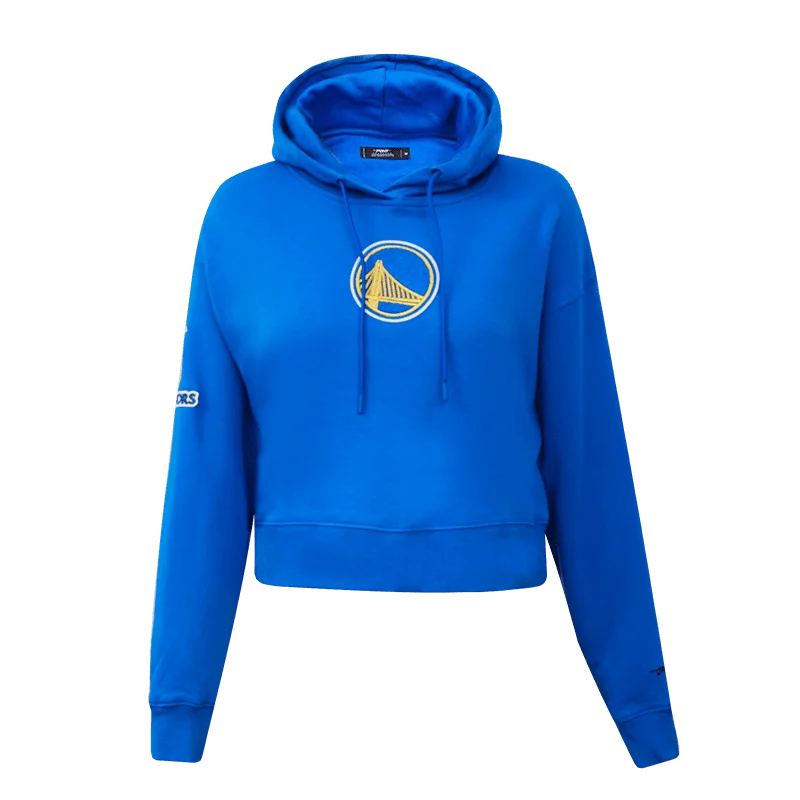 NBA GOLDEN STATE WARRIORS CLASSIC WOMEN'S CROPPED PO HOODIE (ROYAL BLUE)