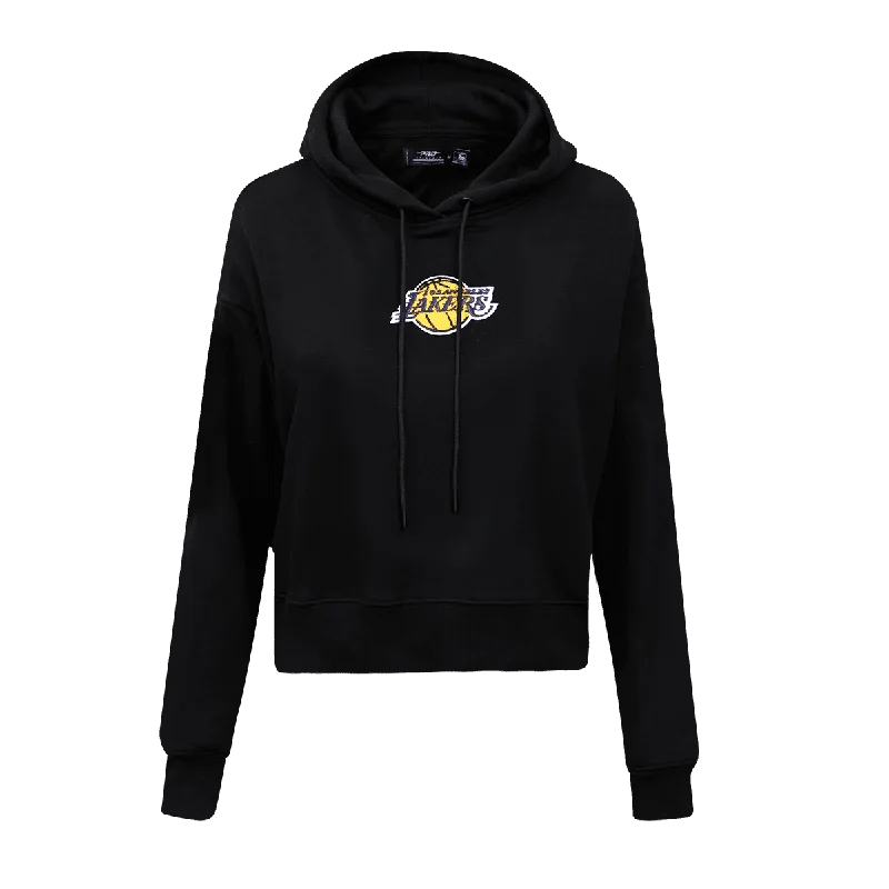 NBA LOS ANGELES LAKERS CLASSIC WOMEN'S CROPPED PO HOODIE (BLACK)