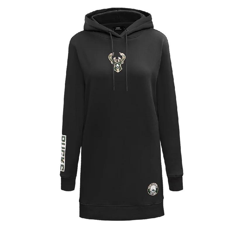 NBA MILWAUKEE BUCKS CLASSIC WOMEN'S HOODIE DRESS (BLACK)