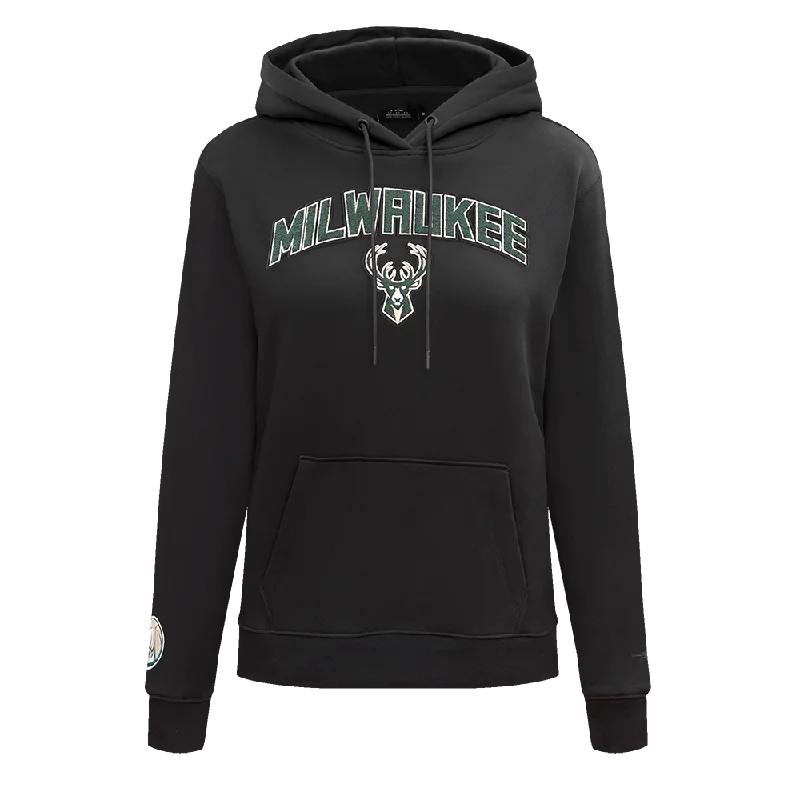 NBA MILWAUKEE BUCKS CLASSIC WOMEN'S PO HOODIE (BLACK)