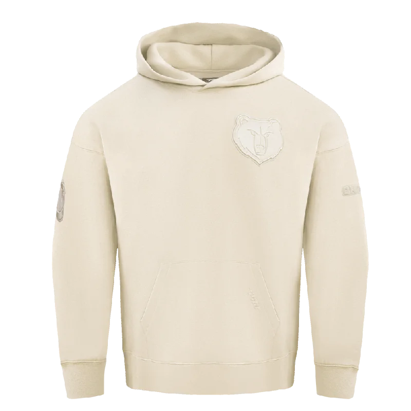 NBA MEMPHIS GRIZZLIES NEUTRAL DROP SHOULDER FLC PO HOODIE (EGGSHELL)