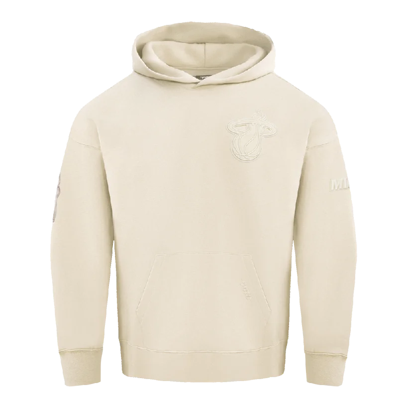 NBA MIAMI HEAT NEUTRAL DROP SHOULDER FLC PO HOODIE (EGGSHELL)