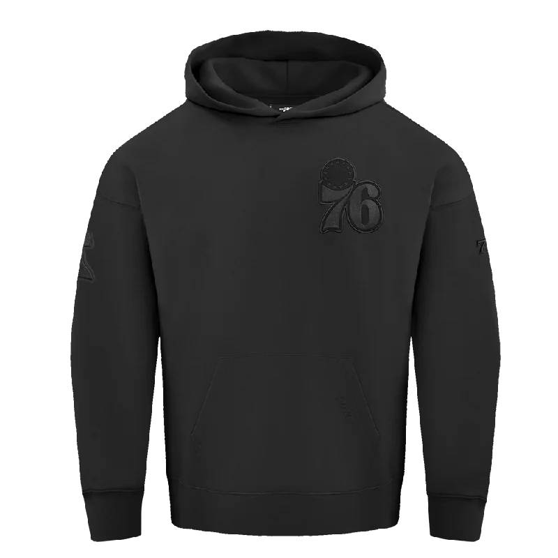 NBA PHILADELPHIA 76ERS NEUTRAL DROP SHOULDER FLC PO HOODIE (BLACK)