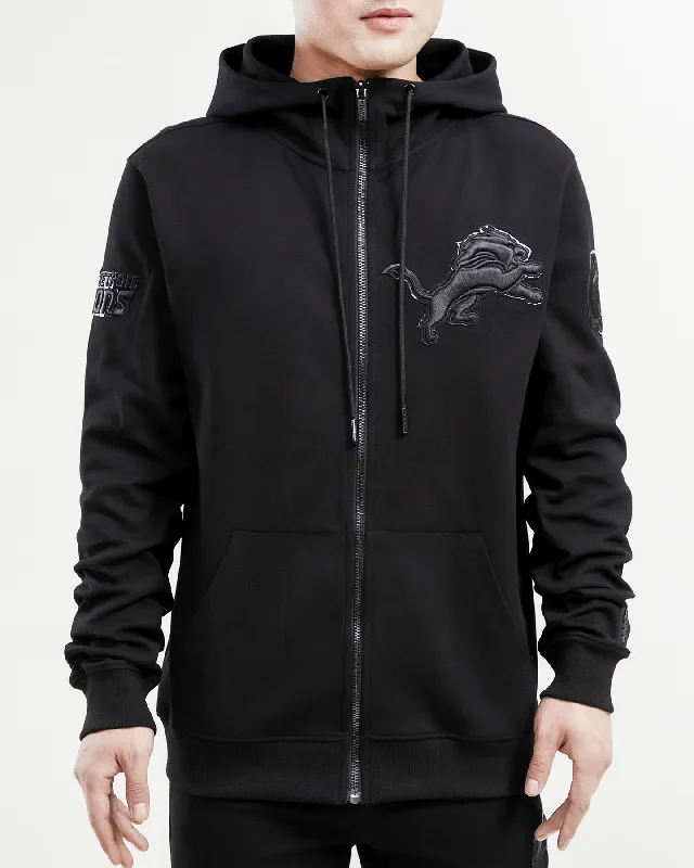 NFL DETROIT LIONS TRIPLE BLACK FZ HOODIE (TRIPLE BLACK)