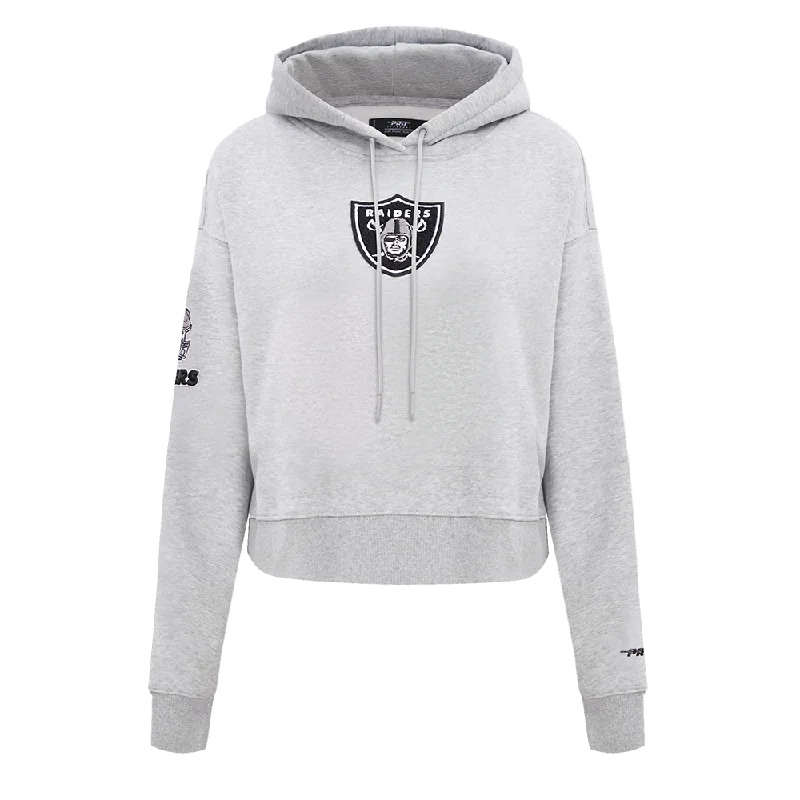 NFL LAS VEGAS RAIDERS CLASSIC WOMEN'S CROPPED PO HOODIE (HEATHER GREY)