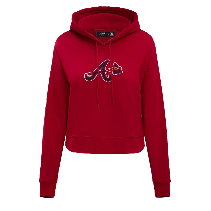 MLB ATLANTA BRAVES CLASSIC WOMEN'S CROPPED PO HOODIE (RED)