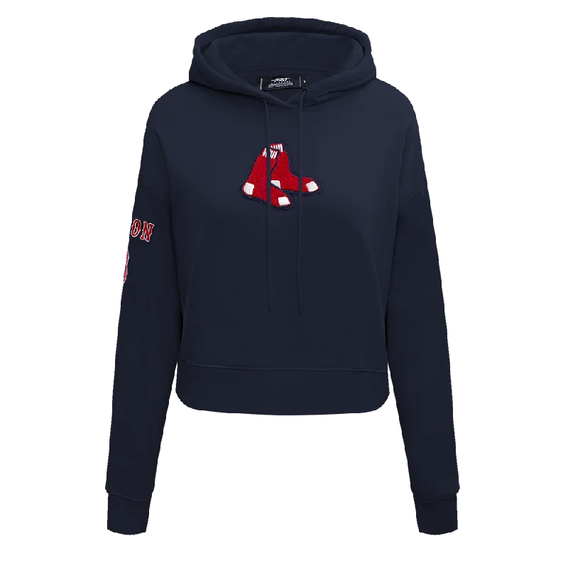 MLB BOSTON RED SOX CLASSIC WOMEN'S CROPPED PO HOODIE (MIDNIGHT NAVY)