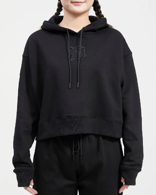 MLB DETROIT TIGERS TRIPLE BLACK WOMEN'S CROPPED PO HOODIE (TRIPLE BLACK)