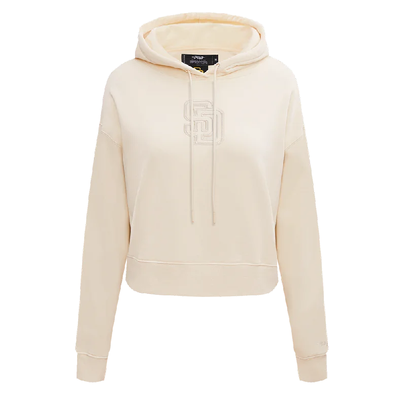 MLB SAN DIEGO PADRES NEUTRAL WOMEN'S CROPPED PO HOODIE (EGGSHELL)