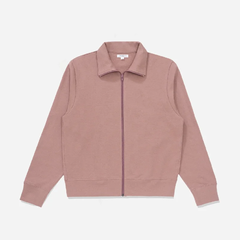 TEXTURED FULL ZIP TRACK TOP - DEEP MAUVE