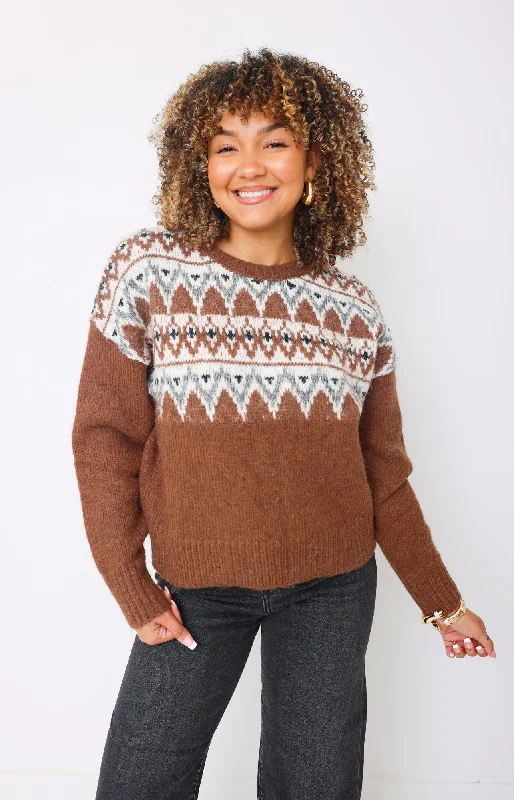 Colorado Sweater Top, BROWN MULTI