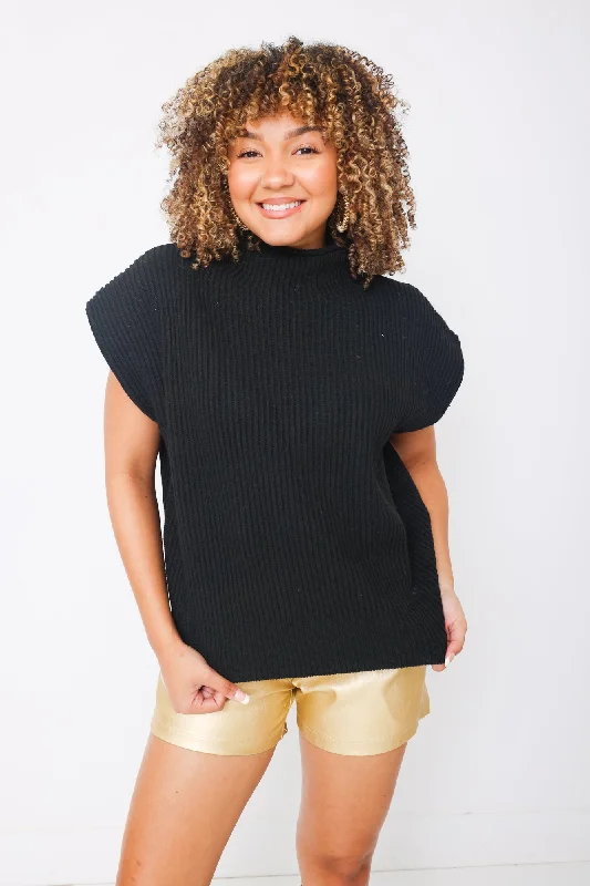 Warm Embrace Sweater Top, BLACK