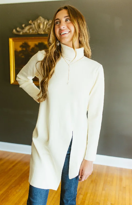 THML: Elevate Elegance Turtleneck Tunic, CREAM