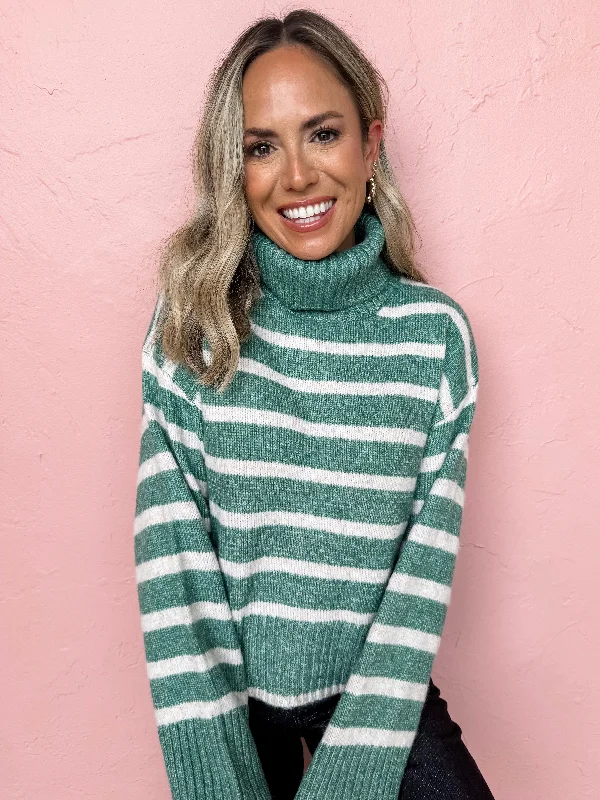 [Z Supply] Josephine Stripe Sweater-Palm Green