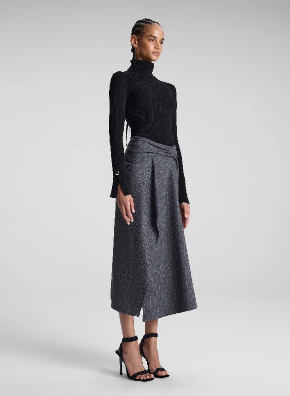 Clara Wool Cashmere Pinstripe Midi Skirt