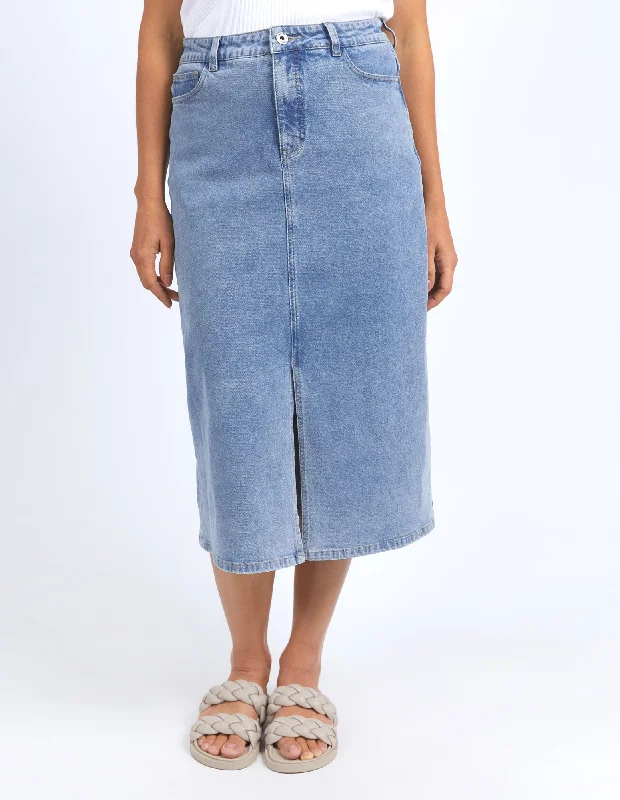 Eloise Denim Midi Skirt Light Blue Wash