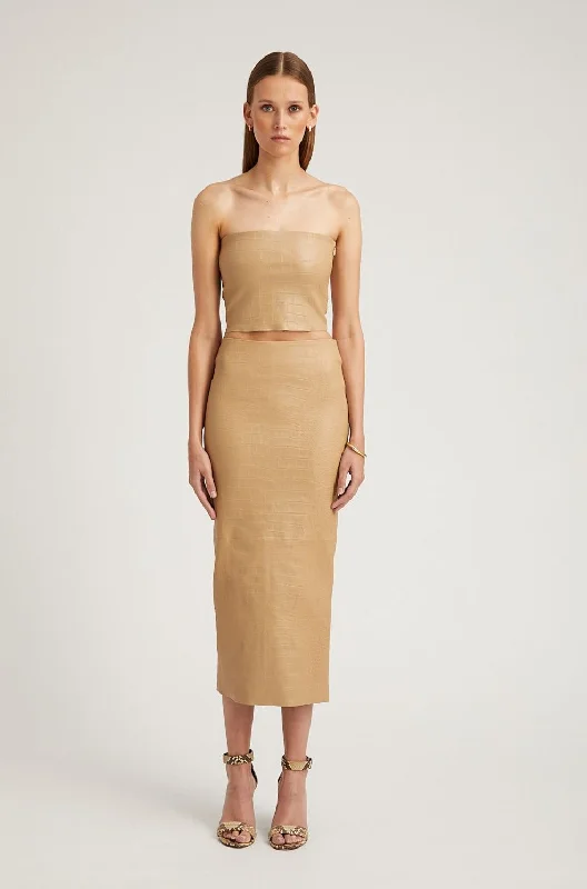 Sahara Embossed Leather Tube Skirt