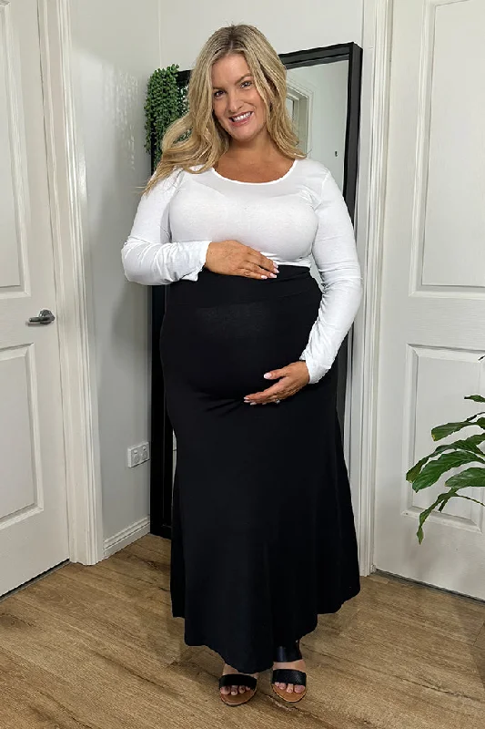 Lana Long Maternity Skirt - Black