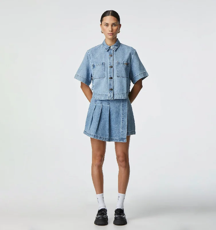 Pleated Skort - Washed Vintage Blue