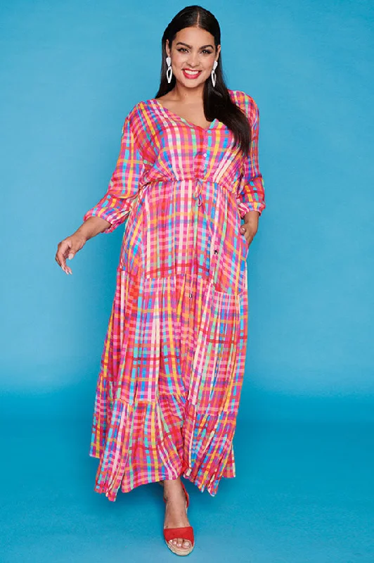 Adeline Pink Check Dress