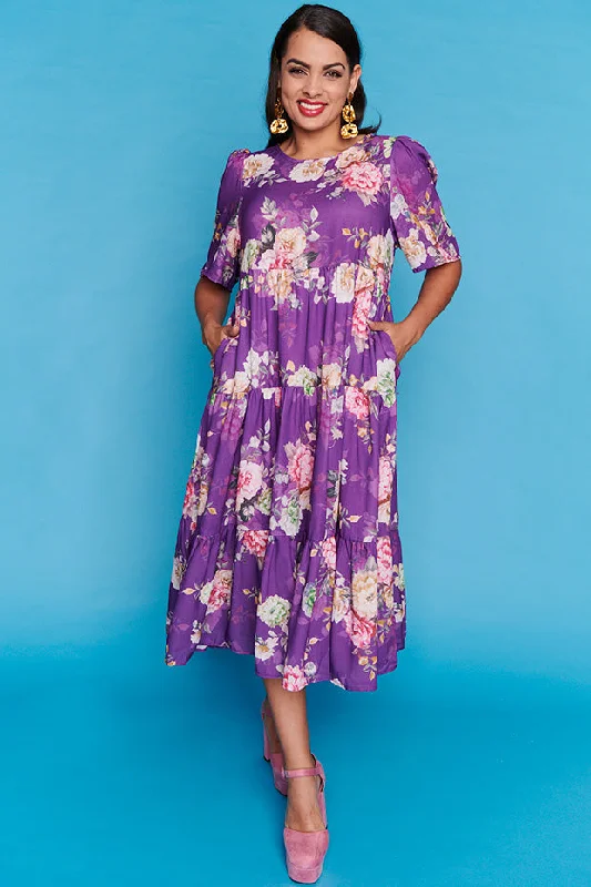 Saturn Antique Purple Floral Dress