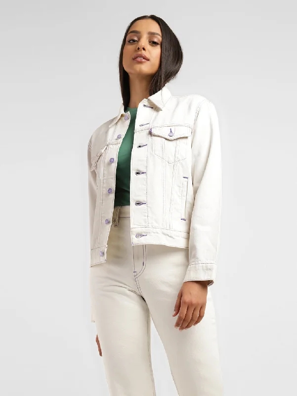 Levi's x Deepika Padukone Solid White Shirt Collar Denim Jacket