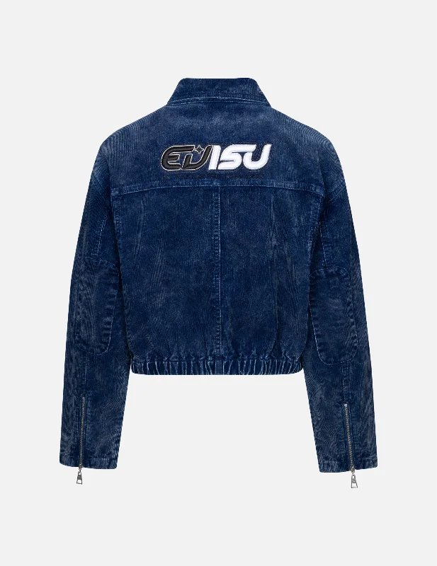 Logo Embroidery Fashion Fit Washed Corduroy Denim Jacket