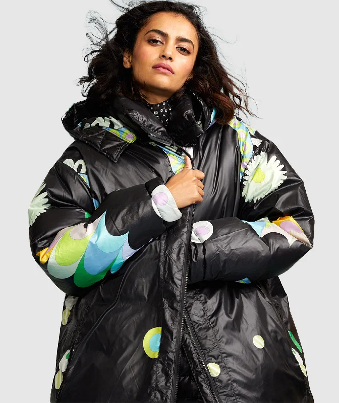 Print Nylon Down Puffer Jacket